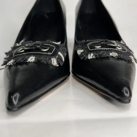 Vero VE Black Leather Pumps with fringe buckle - Picture 6 of 13